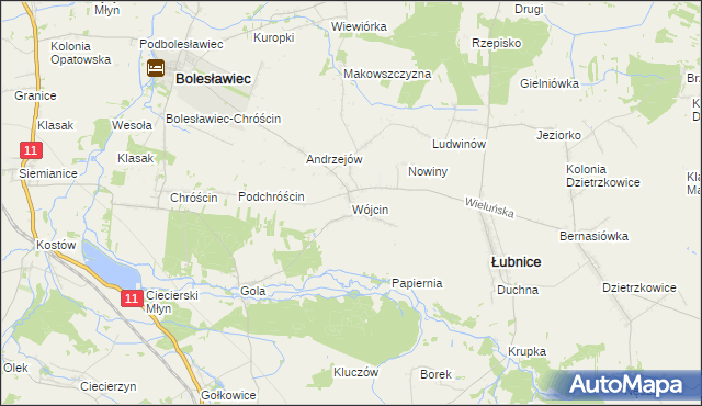 mapa Wójcin gmina Łubnice, Wójcin gmina Łubnice na mapie Targeo
