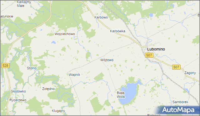 mapa Wójtowo gmina Lubomino, Wójtowo gmina Lubomino na mapie Targeo
