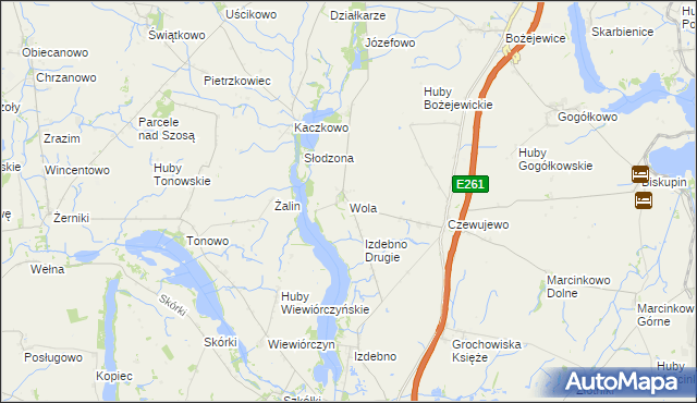 mapa Wola gmina Rogowo, Wola gmina Rogowo na mapie Targeo