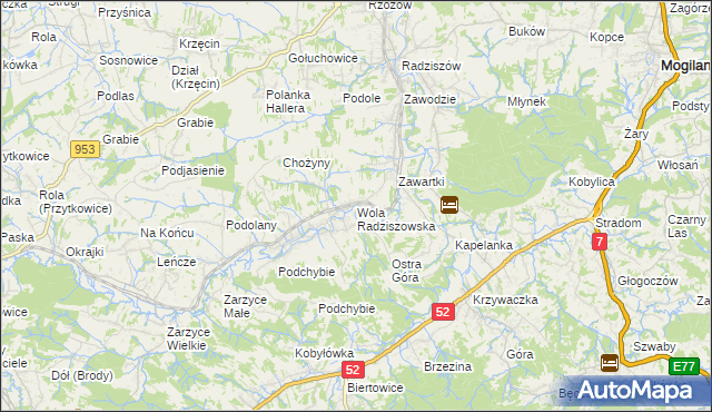 mapa Wola Radziszowska, Wola Radziszowska na mapie Targeo