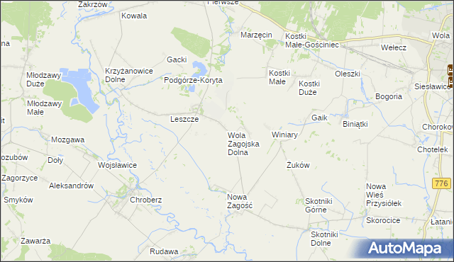 mapa Wola Zagojska Dolna, Wola Zagojska Dolna na mapie Targeo