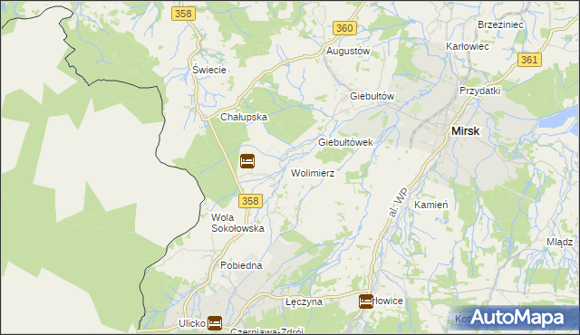 mapa Wolimierz, Wolimierz na mapie Targeo