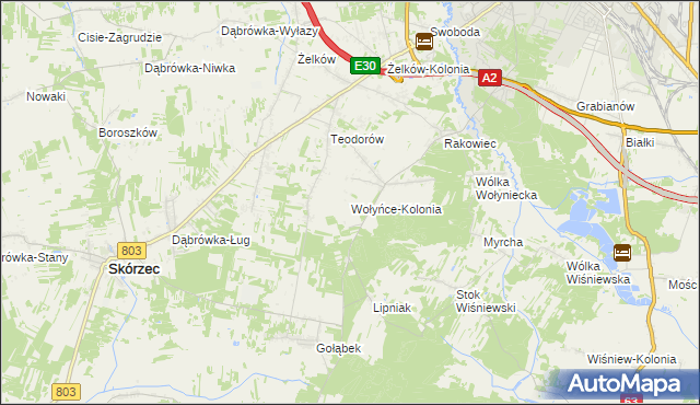 mapa Wołyńce-Kolonia, Wołyńce-Kolonia na mapie Targeo