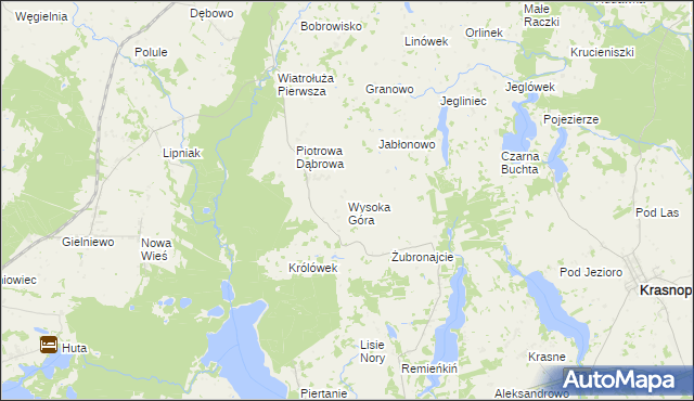 mapa Wysoka Góra gmina Krasnopol, Wysoka Góra gmina Krasnopol na mapie Targeo