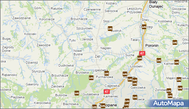 mapa Ząb, Ząb na mapie Targeo