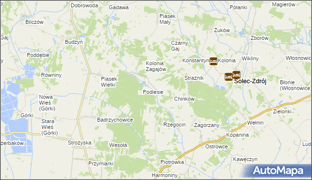 mapa Zagajów gmina Solec-Zdrój, Zagajów gmina Solec-Zdrój na mapie Targeo