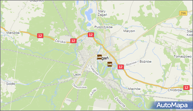 mapa Żagań, Żagań na mapie Targeo