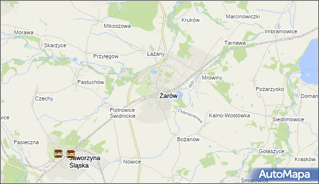 mapa Żarów powiat świdnicki, Żarów powiat świdnicki na mapie Targeo