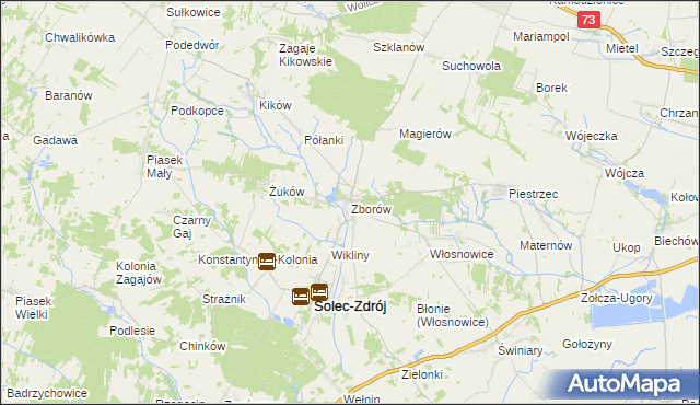 mapa Zborów gmina Solec-Zdrój, Zborów gmina Solec-Zdrój na mapie Targeo