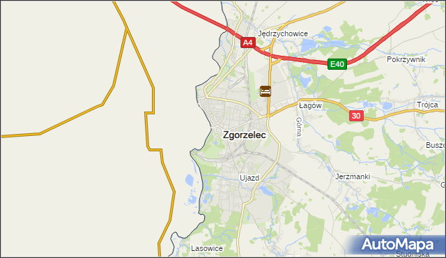 mapa Zgorzelec, Zgorzelec na mapie Targeo