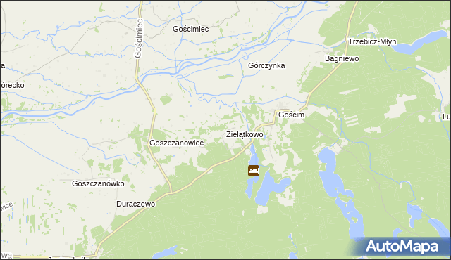mapa Zielątkowo gmina Drezdenko, Zielątkowo gmina Drezdenko na mapie Targeo