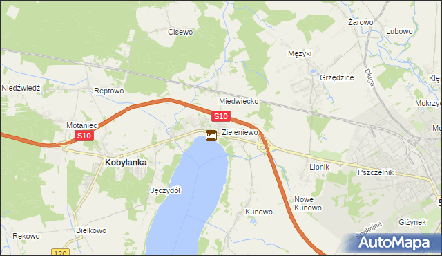 mapa Zieleniewo gmina Kobylanka, Zieleniewo gmina Kobylanka na mapie Targeo