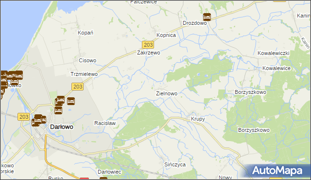 mapa Zielnowo gmina Darłowo, Zielnowo gmina Darłowo na mapie Targeo