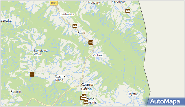 mapa Żłobek gmina Czarna, Żłobek gmina Czarna na mapie Targeo