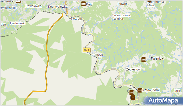 mapa Zubrzyk, Zubrzyk na mapie Targeo