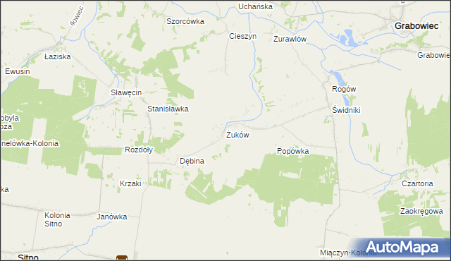 mapa Żuków gmina Miączyn, Żuków gmina Miączyn na mapie Targeo