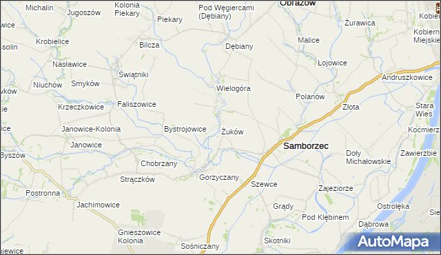 mapa Żuków gmina Samborzec, Żuków gmina Samborzec na mapie Targeo