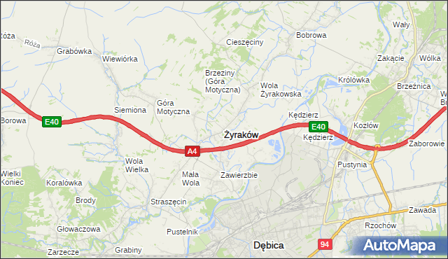 mapa Żyraków, Żyraków na mapie Targeo