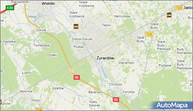 mapa Żyrardów, Żyrardów na mapie Targeo