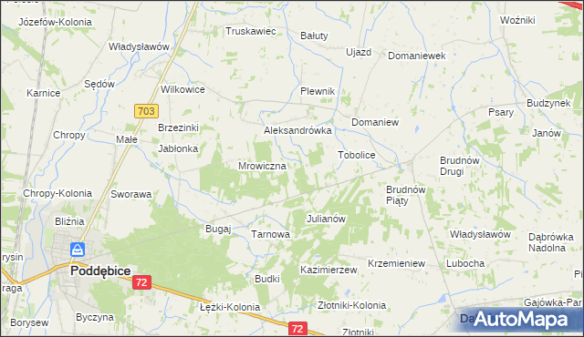 mapa Antoniew gmina Dalików, Antoniew gmina Dalików na mapie Targeo