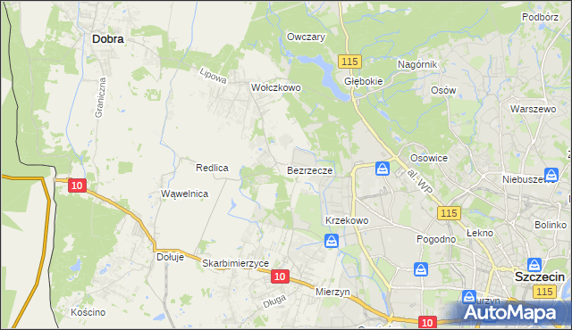 mapa Bezrzecze, Bezrzecze na mapie Targeo