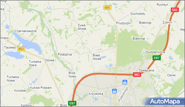 mapa Biała Woda gmina Suwałki, Biała Woda gmina Suwałki na mapie Targeo