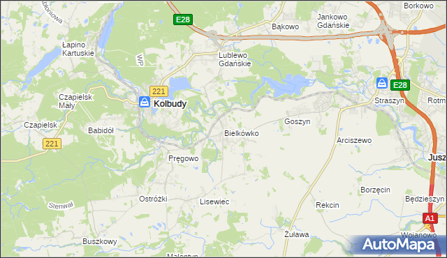 mapa Bielkówko, Bielkówko na mapie Targeo