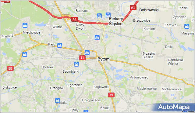 mapa Bytomia, Bytom na mapie Targeo