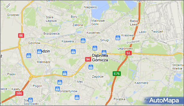 mapa Dąbrowa Górnicza, Dąbrowa Górnicza na mapie Targeo