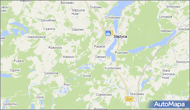 mapa Delowo, Delowo na mapie Targeo