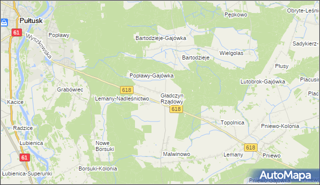 mapa Gładczyn Rządowy, Gładczyn Rządowy na mapie Targeo