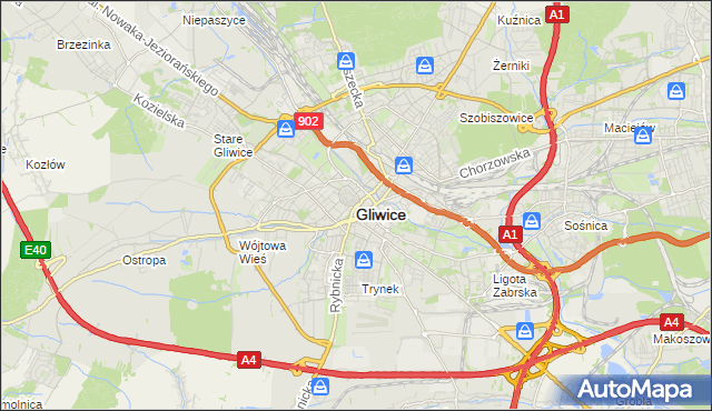 mapa Gliwic, Gliwice na mapie Targeo