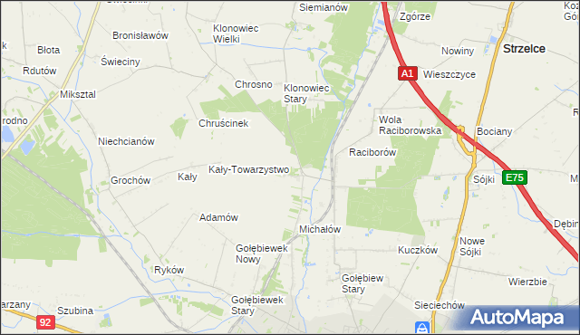 mapa Głogowiec gmina Kutno, Głogowiec gmina Kutno na mapie Targeo