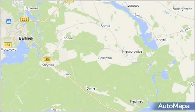 mapa Golejewo gmina Pełczyce, Golejewo gmina Pełczyce na mapie Targeo