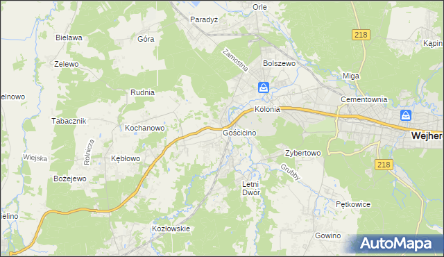 mapa Gościcino, Gościcino na mapie Targeo