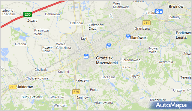 mapa Grodzisk Mazowiecki, Grodzisk Mazowiecki na mapie Targeo