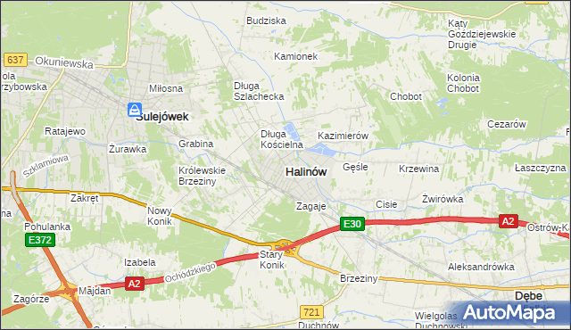 mapa Halinów powiat miński, Halinów powiat miński na mapie Targeo