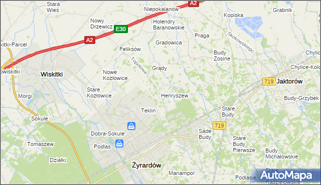 mapa Henryszew, Henryszew na mapie Targeo