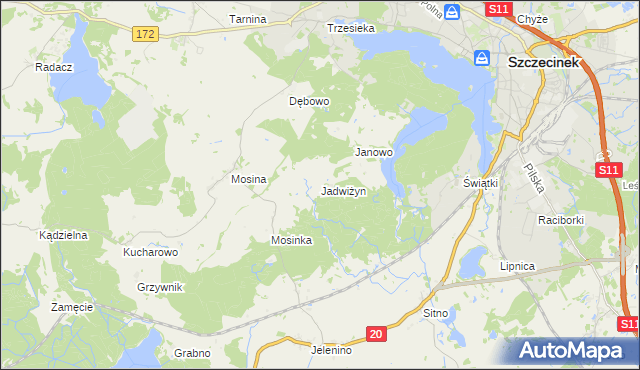 mapa Jadwiżyn gmina Szczecinek, Jadwiżyn gmina Szczecinek na mapie Targeo