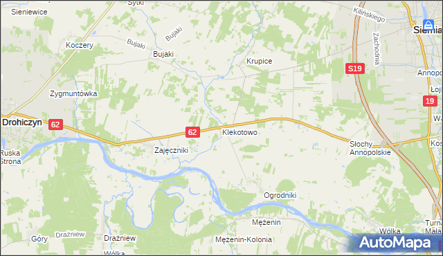mapa Klekotowo gmina Siemiatycze, Klekotowo gmina Siemiatycze na mapie Targeo