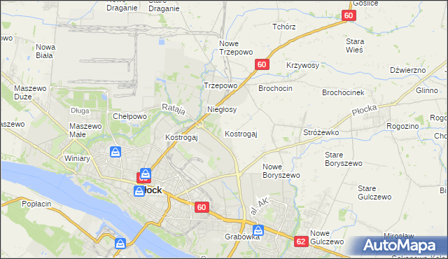 mapa Kostrogaj, Kostrogaj na mapie Targeo
