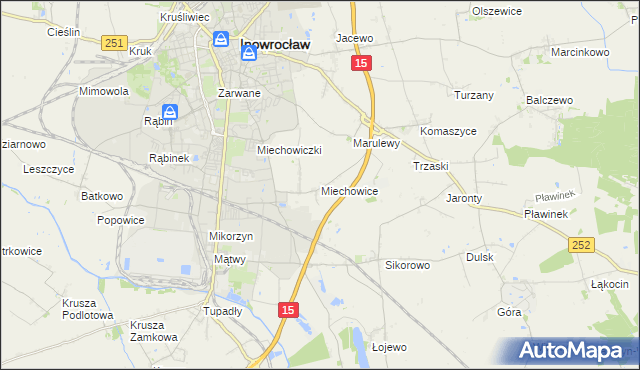 mapa Miechowice gmina Inowrocław, Miechowice gmina Inowrocław na mapie Targeo