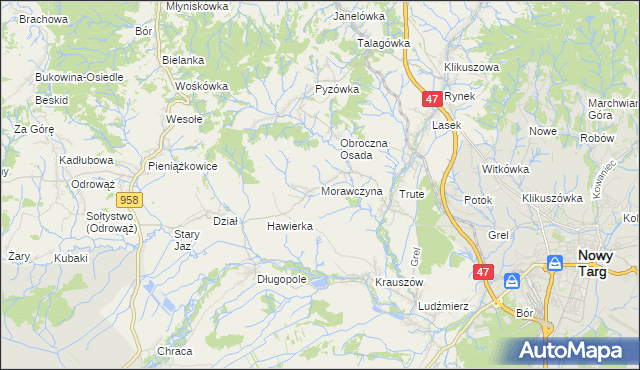 mapa Morawczyna, Morawczyna na mapie Targeo