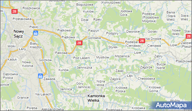 mapa Mystków, Mystków na mapie Targeo