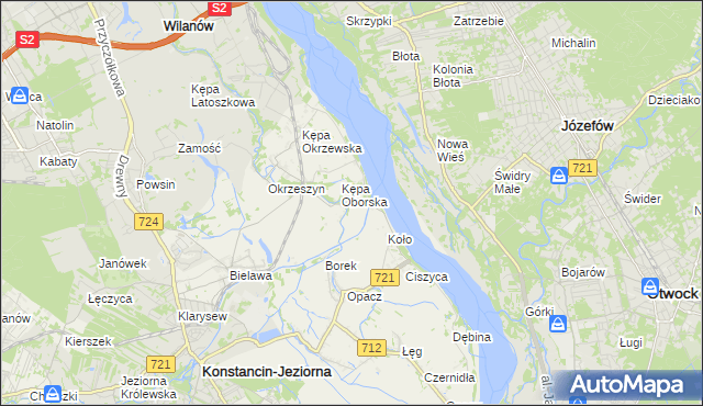 mapa Obórki gmina Konstancin-Jeziorna, Obórki gmina Konstancin-Jeziorna na mapie Targeo