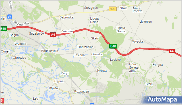 mapa Oleszka, Oleszka na mapie Targeo