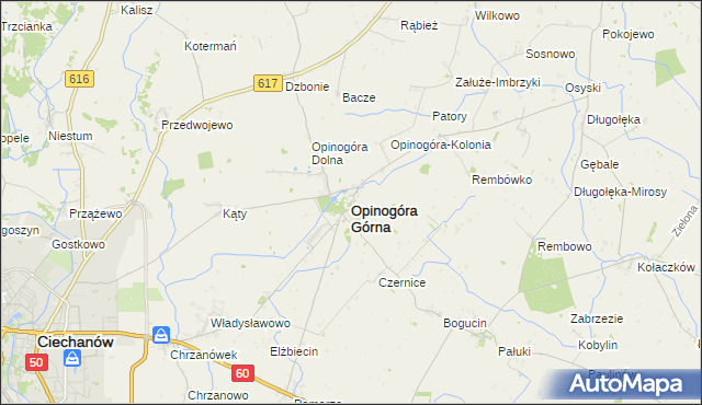 mapa Opinogóra Górna, Opinogóra Górna na mapie Targeo