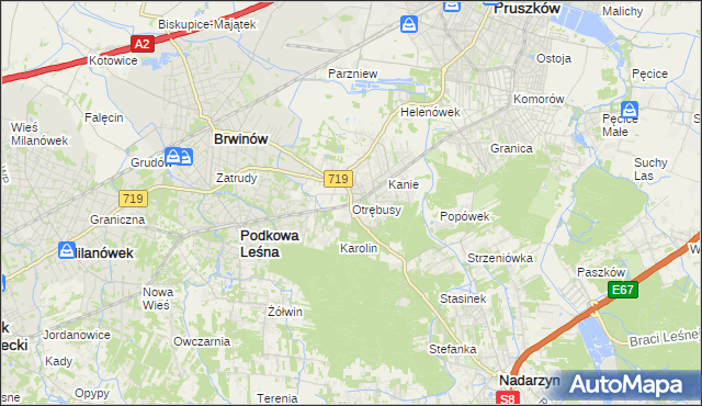 mapa Otrębusy, Otrębusy na mapie Targeo