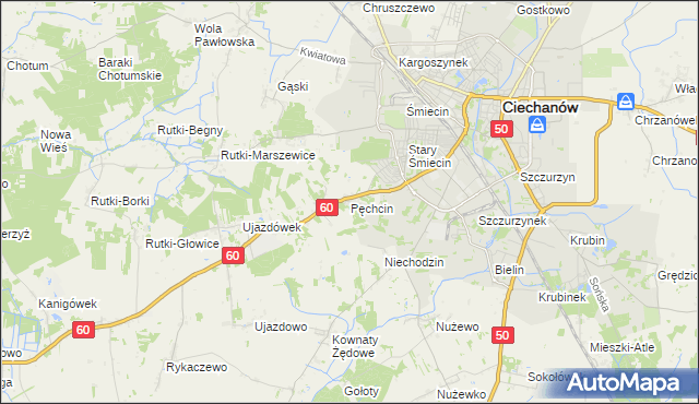 mapa Pęchcin, Pęchcin na mapie Targeo