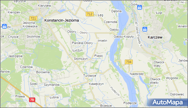 mapa Piaski gmina Konstancin-Jeziorna, Piaski gmina Konstancin-Jeziorna na mapie Targeo